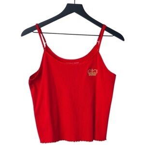 Victoria’s Secret Ribbed Spaghetti Strap Cropped Cami Lettuce Hem Top